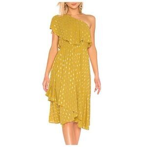 HOUSE OF HARLOW 1960 x REVOLVE Women’s Yellow One Shoulder Ruffle Leya Dress Sma